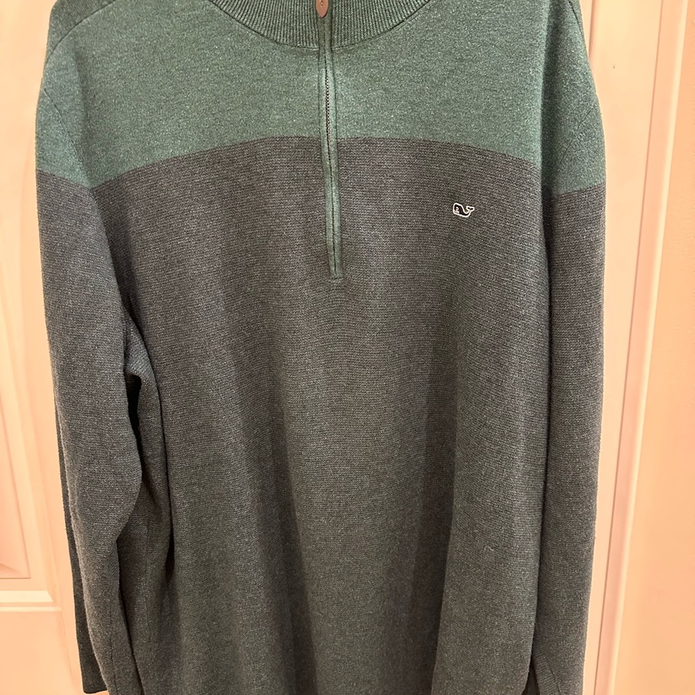 Vineyard Vines Men's Green Zip-Up Sweater